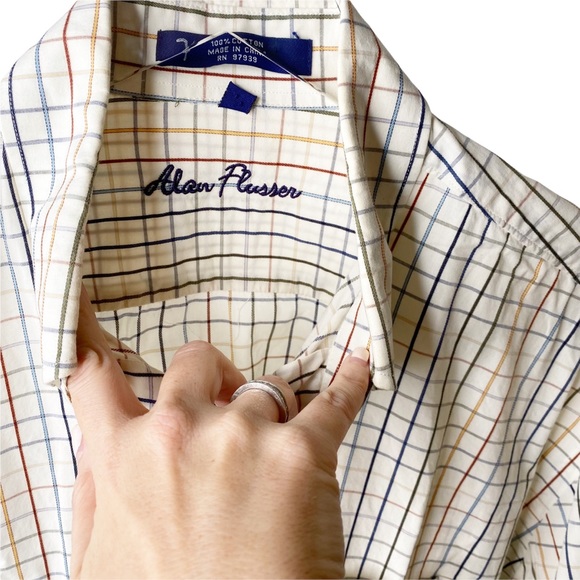 Alan Flusser Multicolor Check Plaid Button Down Large - Picture 2 of 5